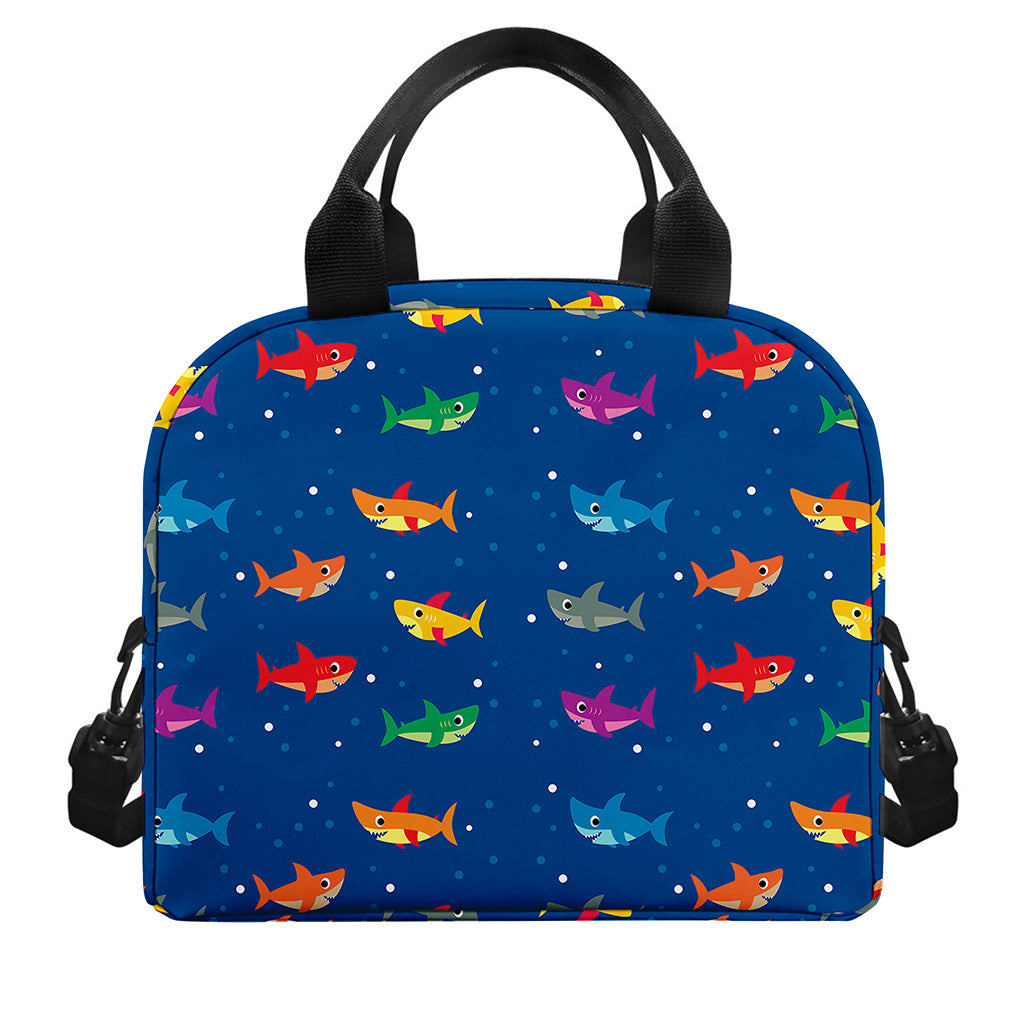 Colorful Baby Sharks Pattern Print Insulated Lunch Bag
