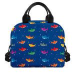 Colorful Baby Sharks Pattern Print Insulated Lunch Bag