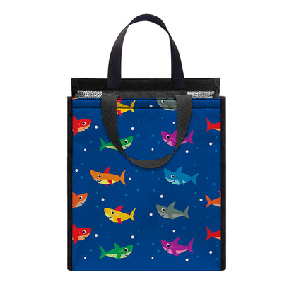 Colorful Baby Sharks Pattern Print Insulated Lunch Tote