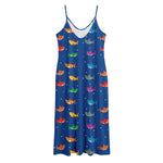 Colorful Baby Sharks Pattern Print Jersey Midi Cami Dress