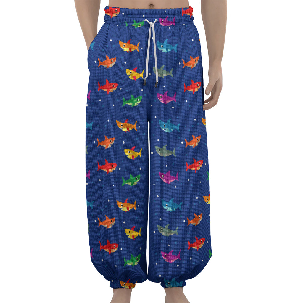 Colorful Baby Sharks Pattern Print Lantern Pants