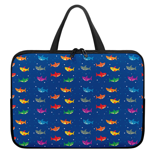 Colorful Baby Sharks Pattern Print Laptop Sleeve With Handle