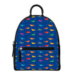 Colorful Baby Sharks Pattern Print Leather Backpack