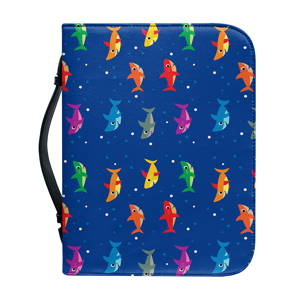 Colorful Baby Sharks Pattern Print Leather Bible Cover