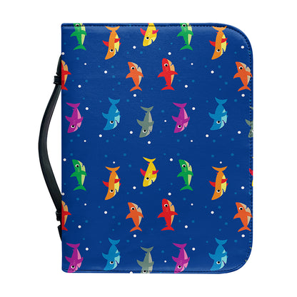 Colorful Baby Sharks Pattern Print Leather Bible Cover