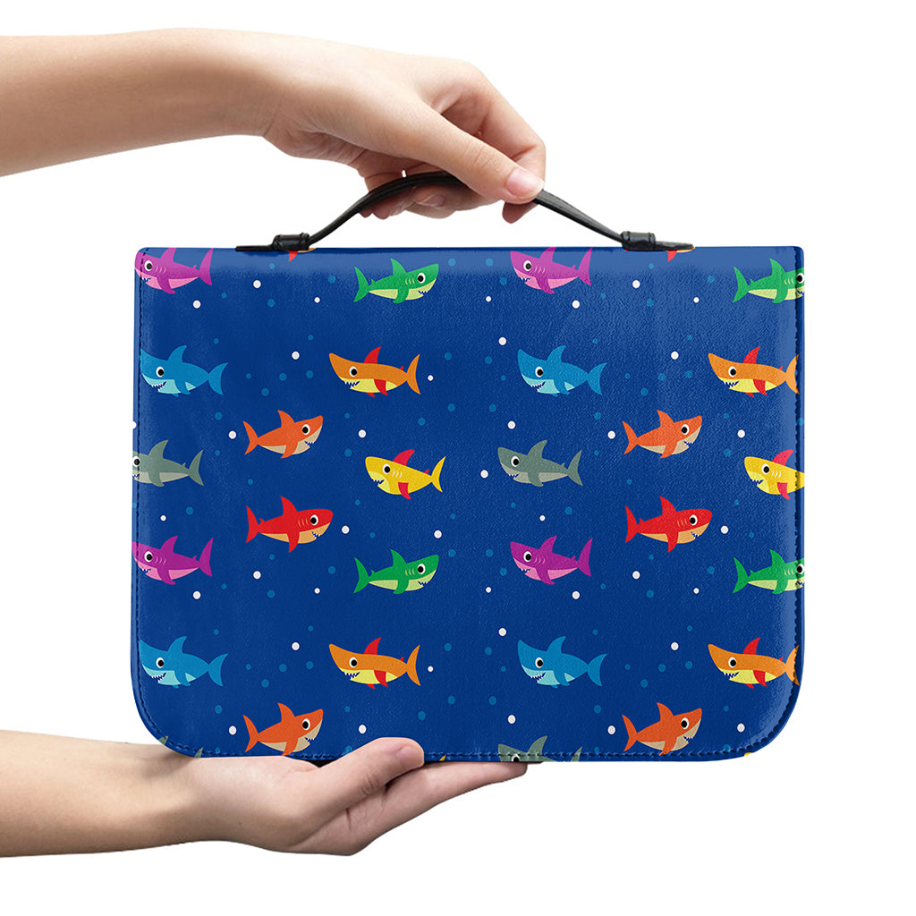 Colorful Baby Sharks Pattern Print Leather Bible Cover