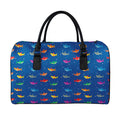 Colorful Baby Sharks Pattern Print Leather Duffel Bag