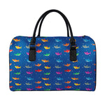 Colorful Baby Sharks Pattern Print Leather Duffle Bag