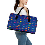 Colorful Baby Sharks Pattern Print Leather Duffle Bag