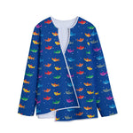 Colorful Baby Sharks Pattern Print Long Sleeve Short Coat