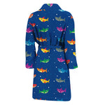 Colorful Baby Sharks Pattern Print Men's Bathrobe