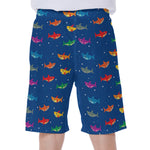 Colorful Baby Sharks Pattern Print Men's Beach Shorts