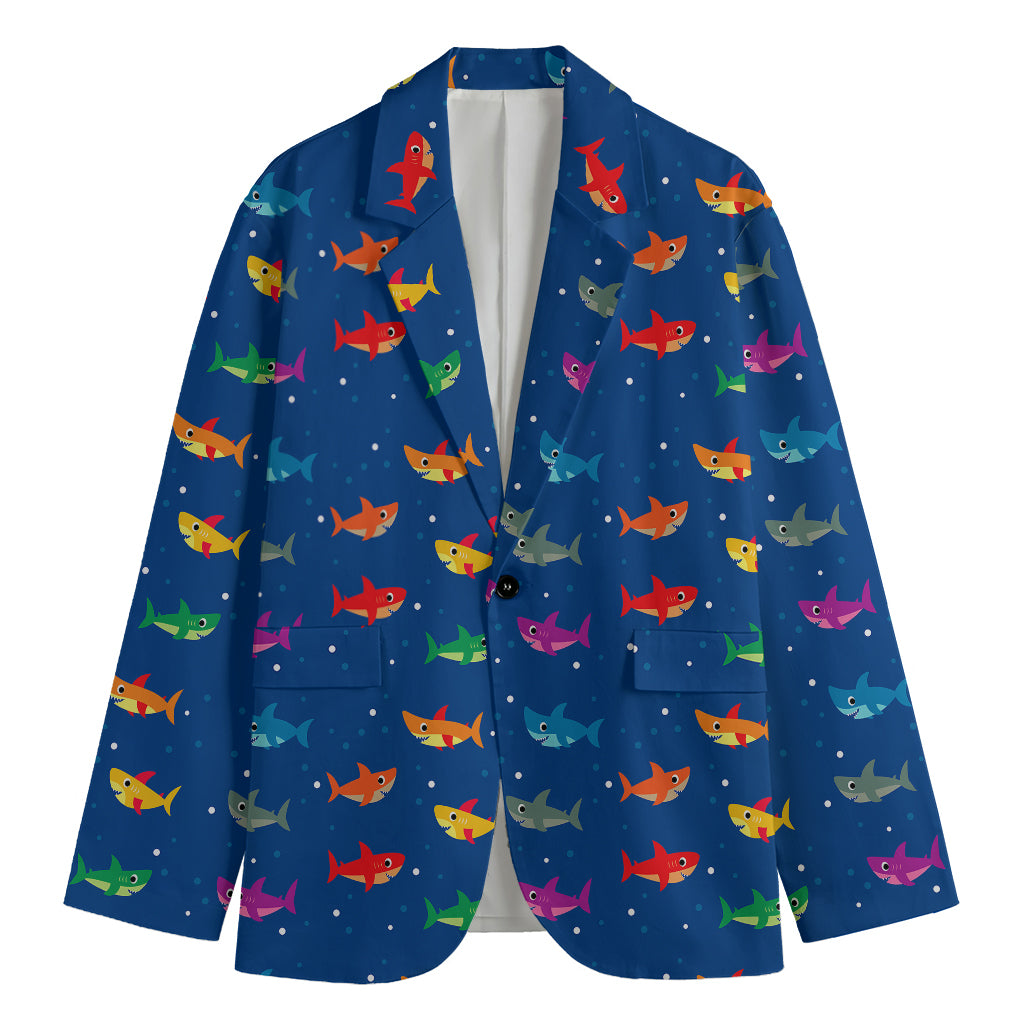 Colorful Baby Sharks Pattern Print Men's Blazer
