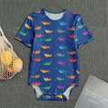 Colorful Baby Sharks Pattern Print Men's Bodysuit