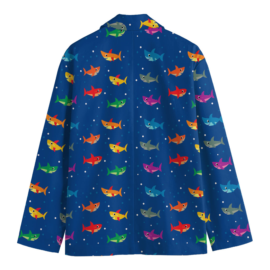Colorful Baby Sharks Pattern Print Men's Cotton Blazer