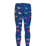 Colorful Baby Sharks Pattern Print Men's leggings