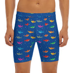 Colorful Baby Sharks Pattern Print Men's Long Boxer Briefs