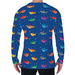 Colorful Baby Sharks Pattern Print Men's Long Sleeve T-Shirt