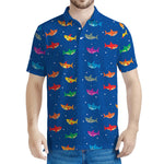 Colorful Baby Sharks Pattern Print Men's Polo Shirt
