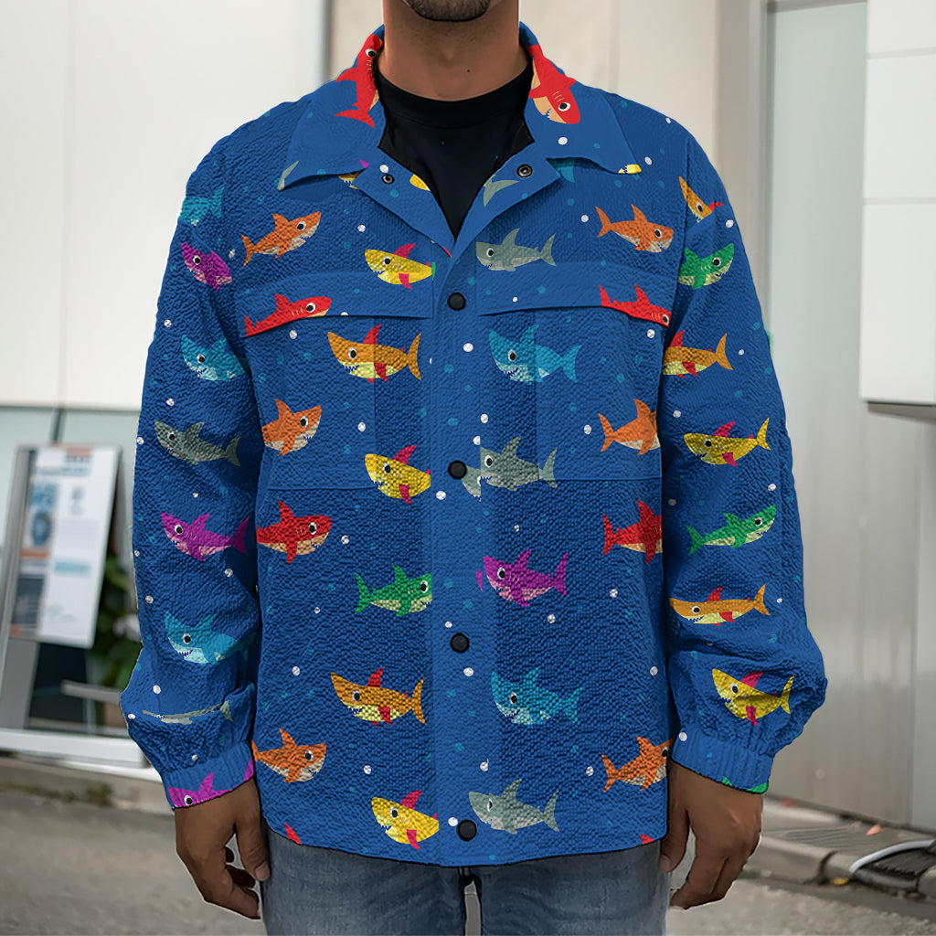 Colorful Baby Sharks Pattern Print Men's Shirt Jacket