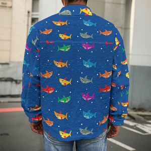 Colorful Baby Sharks Pattern Print Men's Shirt Jacket