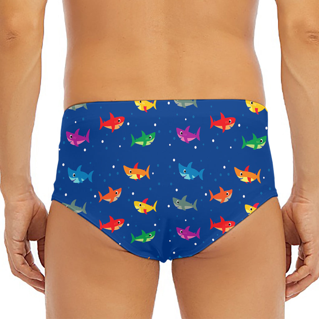 Colorful Baby Sharks Pattern Print Men's Triangle Swim Briefs