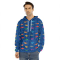 Colorful Baby Sharks Pattern Print Men's Velvet Pullover Hoodie