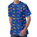 Colorful Baby Sharks Pattern Print Men's Velvet T-Shirt