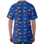 Colorful Baby Sharks Pattern Print Men's Velvet T-Shirt