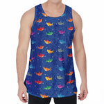 Colorful Baby Sharks Pattern Print Men's Velvet Tank Top