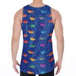 Colorful Baby Sharks Pattern Print Men's Velvet Tank Top