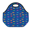 Colorful Baby Sharks Pattern Print Neoprene Lunch Bag