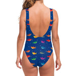 Colorful Baby Sharks Pattern Print One Piece Swimsuit