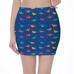 Colorful Baby Sharks Pattern Print Pencil Mini Skirt