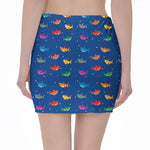 Colorful Baby Sharks Pattern Print Pencil Mini Skirt