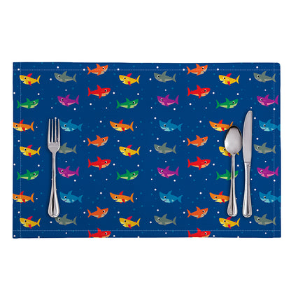Colorful Baby Sharks Pattern Print Placemat