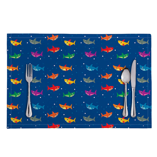 Colorful Baby Sharks Pattern Print Placemat