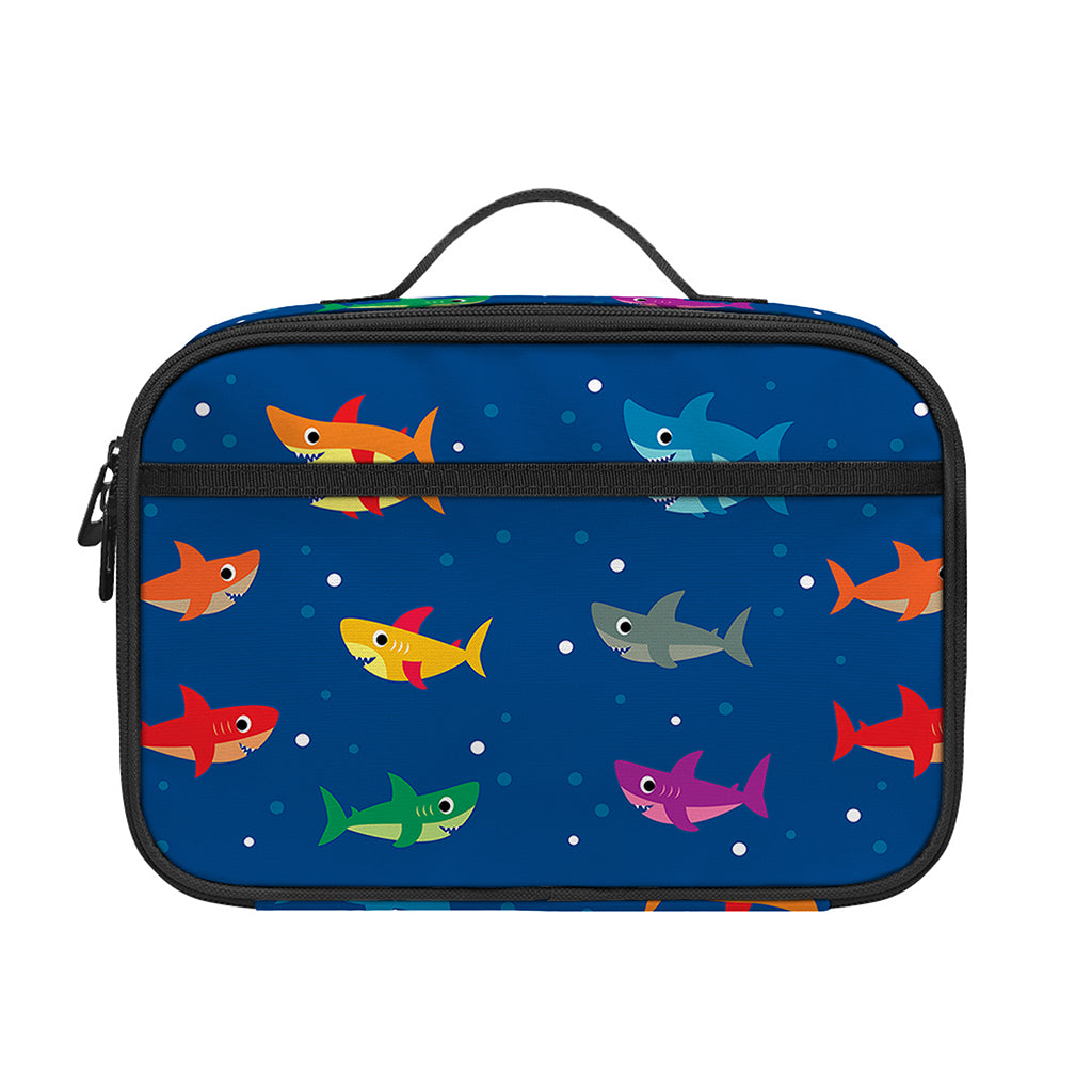 Colorful Baby Sharks Pattern Print Portable Lunch Bag
