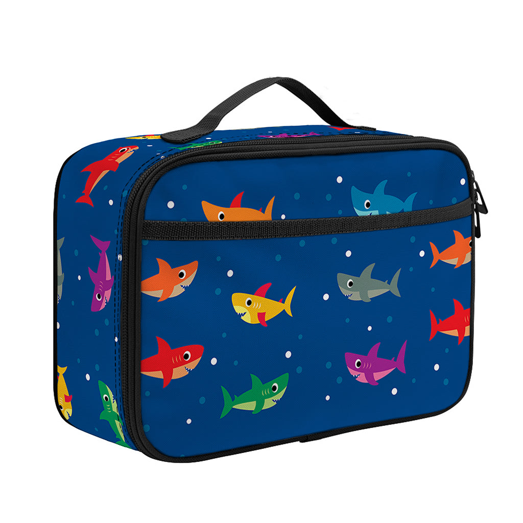 Colorful Baby Sharks Pattern Print Portable Lunch Bag