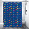 Colorful Baby Sharks Pattern Print Premium Shower Curtain