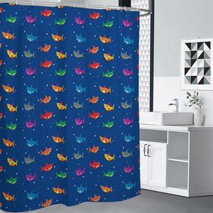 Colorful Baby Sharks Pattern Print Premium Shower Curtain