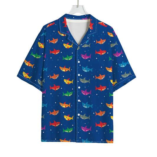 Colorful Baby Sharks Pattern Print Rayon Hawaiian Shirt