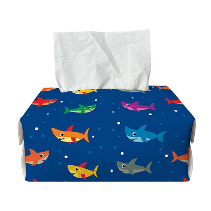 Colorful Baby Sharks Pattern Print Rectangle Tissue Box Cover