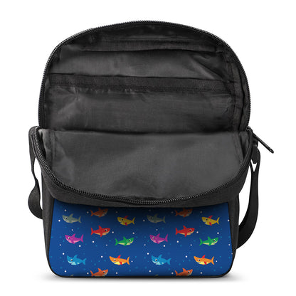 Colorful Baby Sharks Pattern Print Rectangular Crossbody Bag