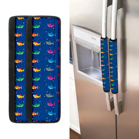 Colorful Baby Sharks Pattern Print Refrigerator Handle Covers