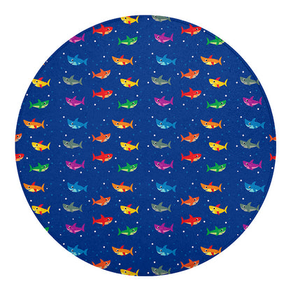 Colorful Baby Sharks Pattern Print Round Blanket