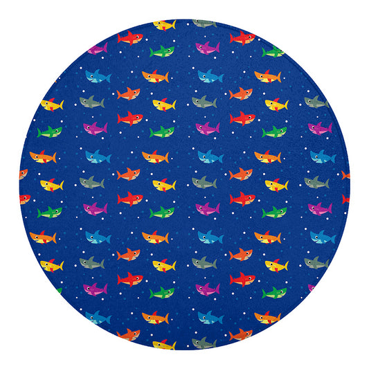 Colorful Baby Sharks Pattern Print Round Blanket