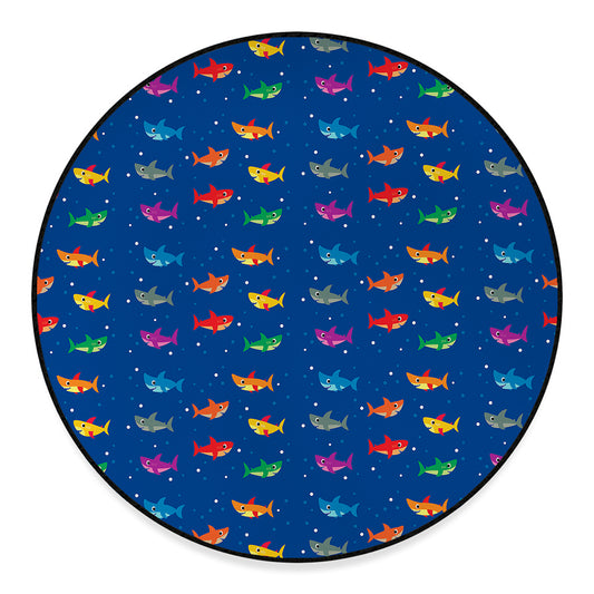 Colorful Baby Sharks Pattern Print Round Floor Mat