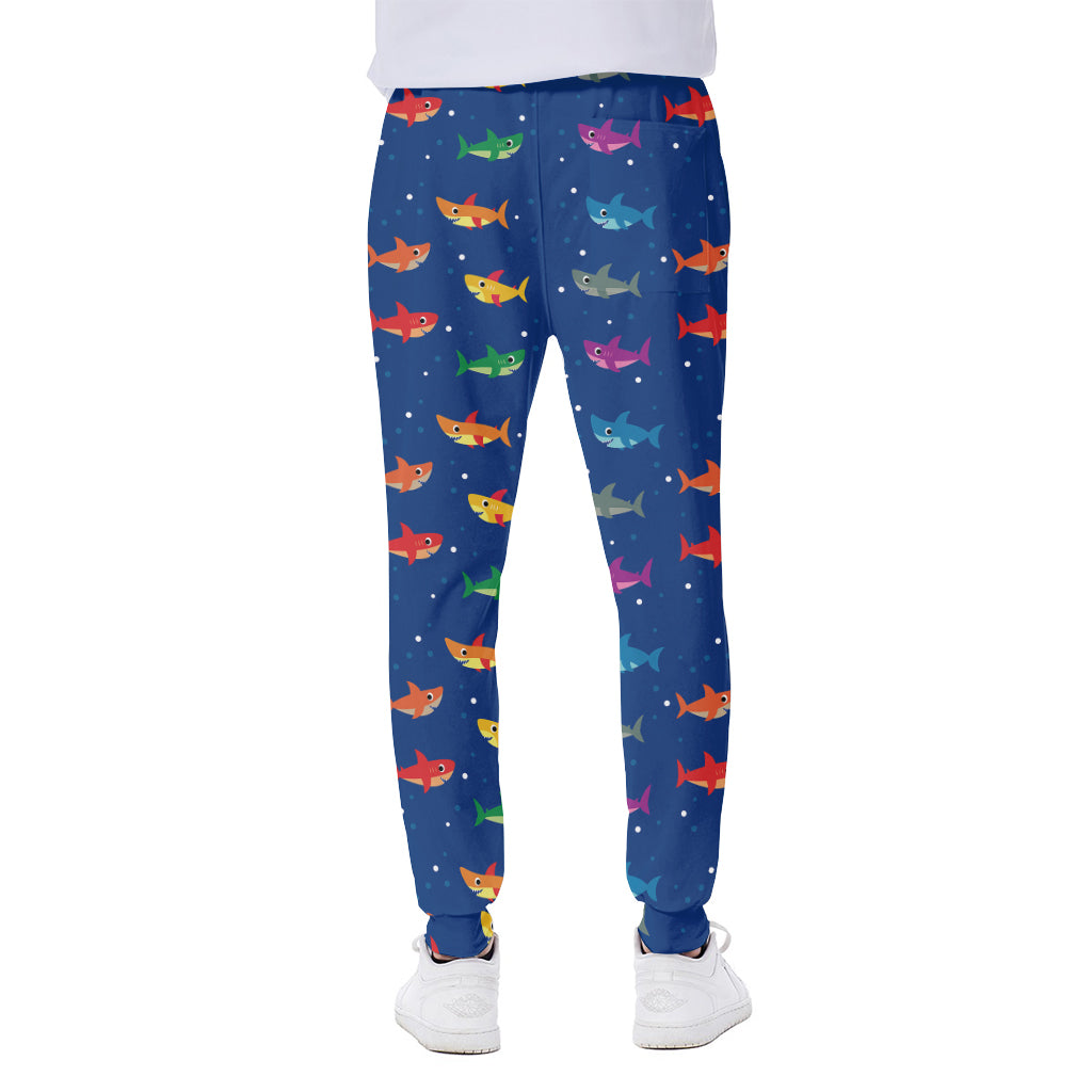Colorful Baby Sharks Pattern Print Scuba Joggers