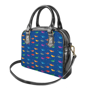 Colorful Baby Sharks Pattern Print Shoulder Handbag